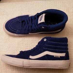 VANS blue and white high top pro skater shoes